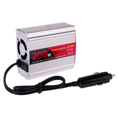 SUVPR DY-8103 Convertisseur de puissance pour voiture de 200 W CC 12 V à CA avec port USB de 500 mA et prise d'alimentation universelle, CA 110 V, S-TC-1204A