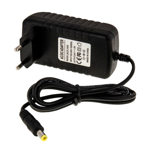 Spina UE Adaptateur d'alimentation CA de 100-240 V à CC 24 V 1,5 A, pointe : 5,5 x 2,1 mm, longueur du câble : environ 1,2 m, prise EU DC 24 V 1,5 A