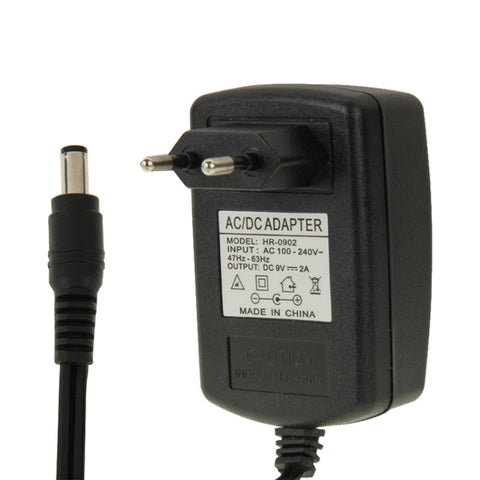 Adaptateur d'alimentation CA 100-240 V à CC 9 V 2 A avec colonne UE de haute qualité, pointe : 5,5 x 2,1 mm, longueur de câble : 1 m, prise EU DC 9V 2A