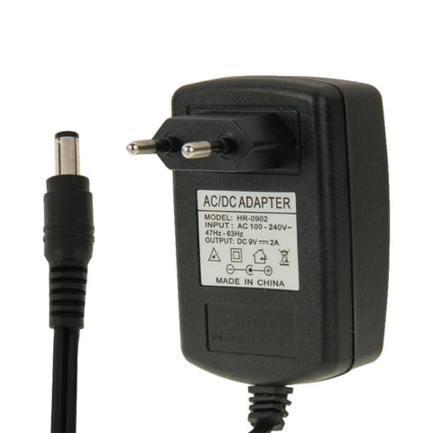 Adaptateur d'alimentation CA 100-240 V à CC 9 V 2 A avec colonne UE de haute qualité, pointe : 5,5 x 2,1 mm, longueur de câble : 1 m, prise EU DC 9V 2A