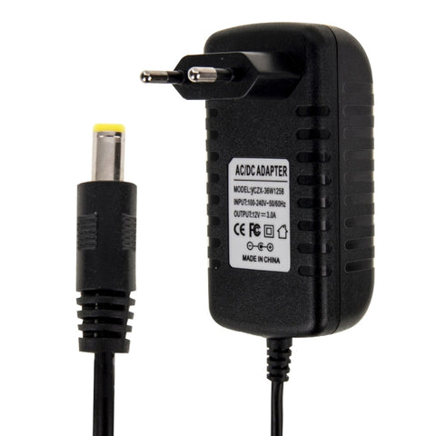 Adaptateur d'alimentation CA 100-240 V à CC 12 V 3 A avec colonne UE, pointe : 5,5 x 2,1 mm, longueur de câble : environ 1,2 m, prise UE DC 12 V 3A