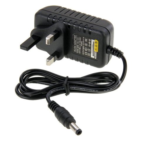 Adaptateur d'alimentation CA de 100-240 V à CC 12 V 1 A avec colonne UK, pointe : 5,5 x 2,1 mm, longueur du câble : environ 90 cm, DC 12 V 1 A, prise UK