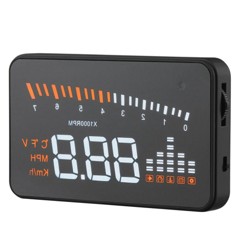 X5 HUD Head Up Display multi-auto universel à 3 pouces avec système OBDII EOBD, capteurs de lumière, vitesse de rotation, unité de vitesse de rotation, unité de contrôle, tension, température de l'eau, capteur d'alarme, X5 HUD 3 pouces