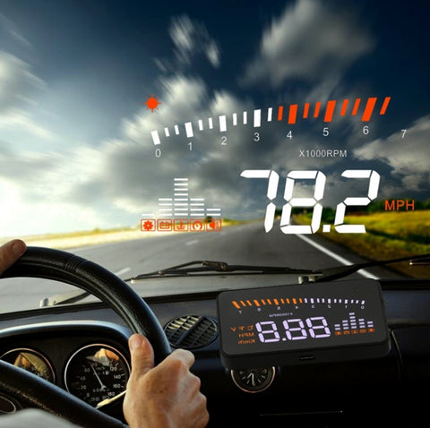 X5 HUD Head Up Display multi-auto universel à 3 pouces avec système OBDII EOBD, capteurs de lumière, vitesse de rotation, unité de vitesse de rotation, unité de contrôle, tension, température de l'eau, capteur d'alarme, X5 HUD 3 pouces
