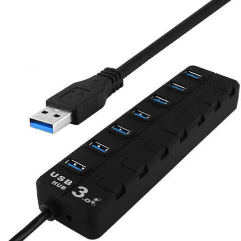 Hub USB 3.0 a 7 porte con switch individuale per ciascuna porta di trasferimento dati, 7 porte (bianco), 7 porte (nero)