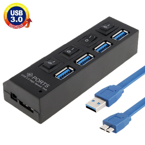 HUB USB 3.0 a 4 porte, super velocità 5 Gbps, plug and play, supporto 1 TB, 4 Ports (Black), 4 Ports (White)
