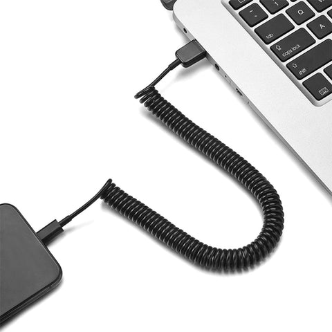 Cavo a spirale per caricabatterie per sincronizzazione dati micro USB, lunghezza: 27,5 cm (può essere esteso fino a 100 cm)