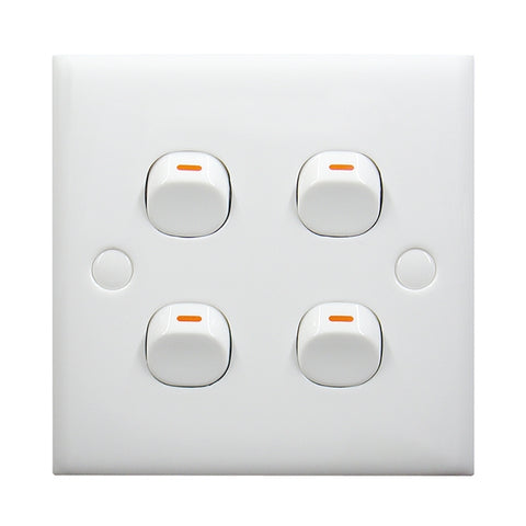 Interruttore elettrico a parete (dimensions: 86 x 86 mm), 4 interrupteurs