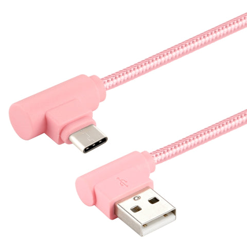 Cavo di ricarica a double gomito stile tessuto en nylon pour USB et USB-C/Type-C de 25 cm, 25 cm Type-C