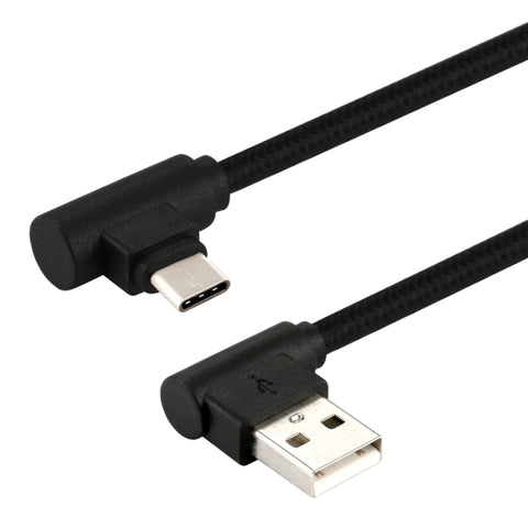 Cavo di ricarica a double gomito stile tessuto en nylon pour USB et USB-C / Type-C de 1 m, 1 m Type-C