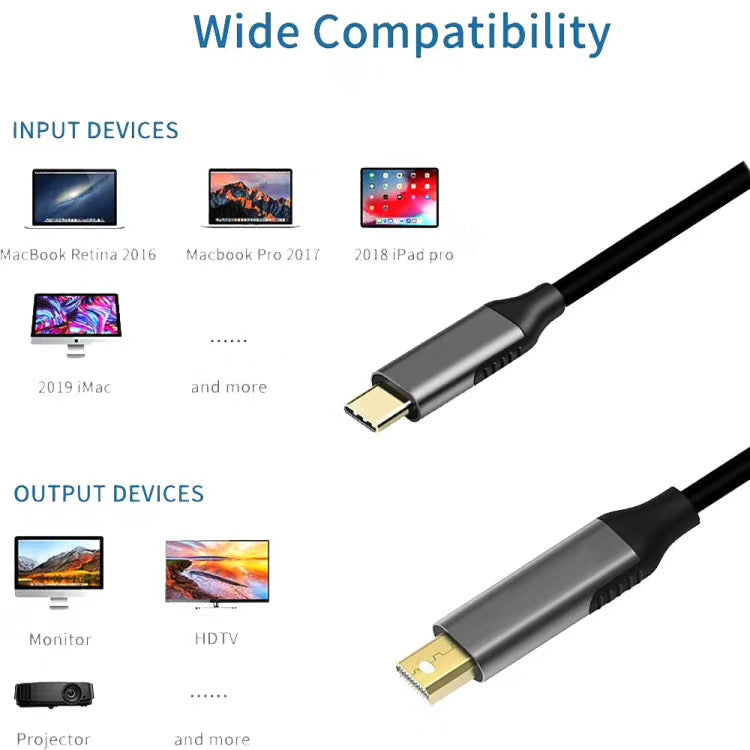 cavo-adattatore-mini-displayport-maschio-a-usb-c-type-c-maschio-da-18-m - immagine 5