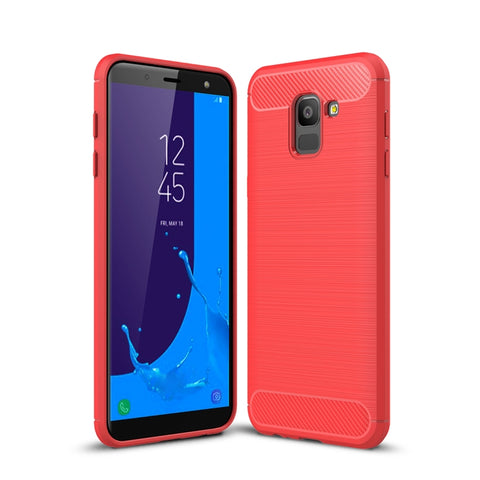 Custodia in TPU antiurto in fibra di carbonio con trama spazzolata per Galaxy J6 2018 (versione UE), Galaxy J6 2018 (EU Version)