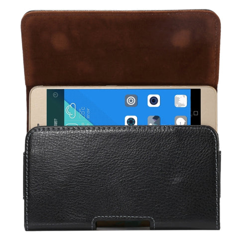 Custodia/marsupio in vera pelle da 5,5 pollici con texture litchi ribaltabile verticalmente in senso trasversale con stecca posteriore girevole per Galaxy S7 Edge e Note 5 e 4 e 3 e 2, Huawei P9 Plus e Honor 7i e Honor 6 Plus, ecc.