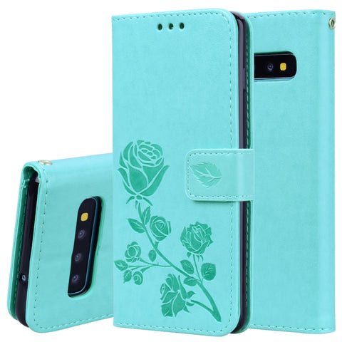 Étui en cuir PU avec chiusura orizzontale en rilievo rosa pour Galaxy S10, avec support, emplacement pour carte et portafoglio, pour Samsung Galaxy S10