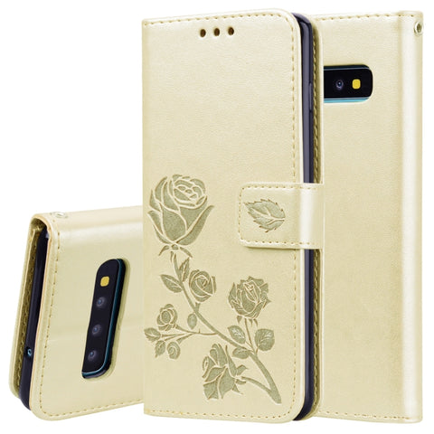 Étui en cuir PU avec chiusura orizzontale en rilievo rosa pour Galaxy S10, avec support, emplacement pour carte et portafoglio, pour Samsung Galaxy S10