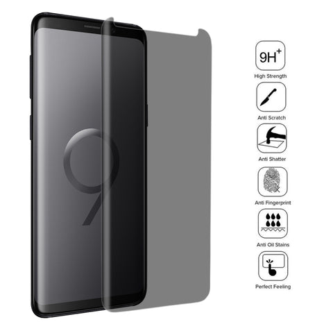 Per Galaxy S9+ 0,3 mm 9H Durezza superficiale 3D Privacy Pellicola protettiva in vetro temperato antiriflesso, For S9+