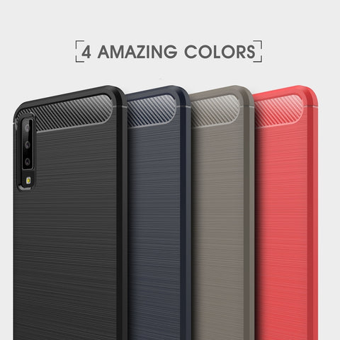 Per Galaxy A7 (2018) / A750 Custodia protettiva morbida in fibra di carbonio spazzolata TPU antiurto antiscivolo, Per Galaxy A7 (2018), Galaxy A7 (2018)