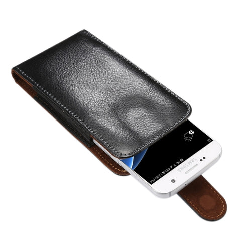 Custodia/marsupio in vera pelle da 5,2 pollici con texture Litchi verticale con chiusura verticale con stecca posteriore girevole per iPhone X e Galaxy S7 e S6 Edge e S6 e S5, Sony Xperia Z5 e Z4 e Z3, Huawei P9 e P8, ecc.