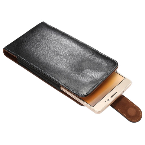 Custodia / marsupio in vera pelle verticale con texture litchi da 6,3 pollici con stecca posteriore girevole per Galaxy Mega 6.3 / i9200 / i9208 / 9152 / 9158 / p709, ecc.