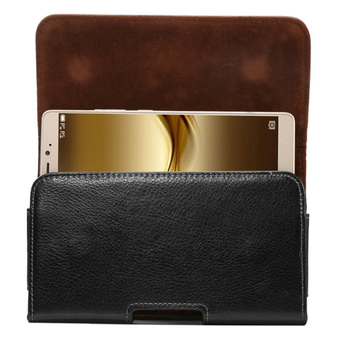 Custodia / marsupio in vera pelle con texture litchi da 6,3 pollici con vibrazione verticale di traverso con stecca posteriore girevole per Galaxy Mega 6.3 / i9200 / i9208 / 9152 / 9158 / p709, ecc.