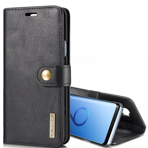 DG.MING per Galaxy S9+ Custodia protettiva magnetica rimovibile con texture Crazy Horse a vibrazione orizzontale con supporto, slot per carte e portafoglio, Galaxy S9+
