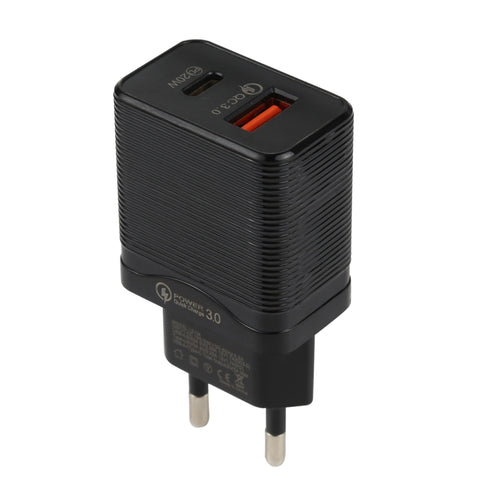 Caricatore rapido da viaggio USB-C/Type-C LZ-728 QC 3.0 USB + PD 20W, presa europea, EU Plug
