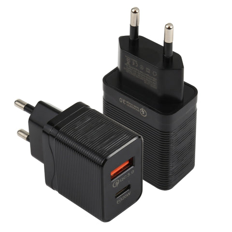 Caricatore rapido da viaggio USB-C/Type-C LZ-728 QC 3.0 USB + PD 20W, presa europea, EU Plug
