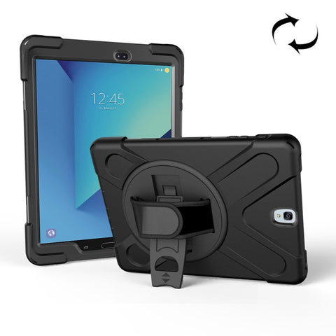 Pour Galaxy Tab S3 9,7 pouces T820 Rotation à 360 degrés PC + Housse de protection en silicone avec support et ceinture de polissage, pour Galaxy Tab S3 9,7 pouces T820