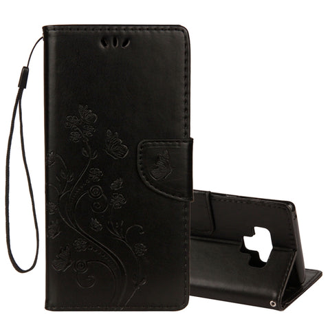 Custodia in pelle con chiusura orizzontale con motivo a farfalla in rilievo con slot per carte, supporto, portafoglio e cordino per Galaxy Note 9, For Galaxy Note9