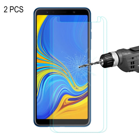 2 pellicole in vetro temperato ENKAY Hat-prince 0,26 mm 9H 2,5D con bordo curvo per Galaxy A7 2018, Galaxy A7 2018 (2pcs)