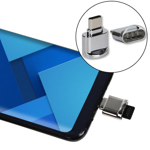 Adattatore OTG da scheda TF a USB-C / tipo C maschio in lega di alluminio con portachiavi