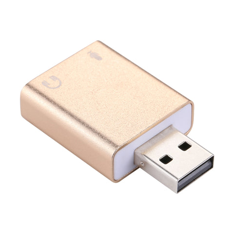 Prise en aluminium Jack de 3,5 mm fiche audio USB externe HIFI Magic Voice Adaptateur pour canal 7.1 Unité gratuite pour ordinateur, ordinateur de bureau, haut-parleur, brassard, micro, Aluminium 7.1 Canal Or