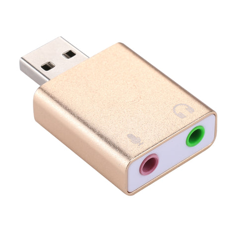 Prise en aluminium Jack de 3,5 mm fiche audio USB externe HIFI Magic Voice Adaptateur pour canal 7.1 Unité gratuite pour ordinateur, ordinateur de bureau, haut-parleur, brassard, micro, Aluminium 7.1 Canal Or