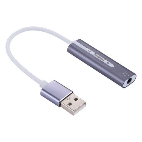 Prise en aluminium Jack de 3,5 mm Câble audio USB externe HIFI Magic Voice Adaptateur pour canal 7.1 Unité gratuite pour ordinateur, bureau, haut-parleur, brassard, Port USB Gris, Port USB Argent, Port USB Noir