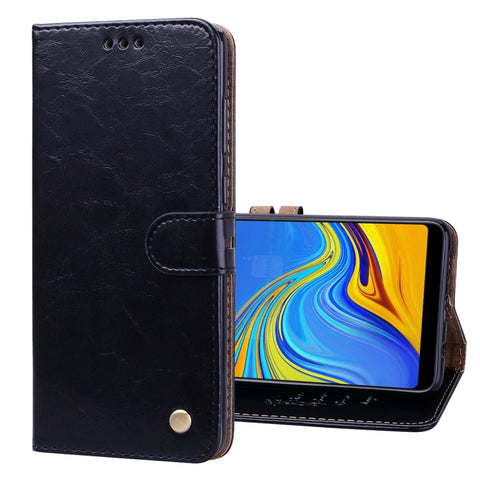 Custodia in pelle a vibrazione orizzontale con texture a cera d'olio stile business per Samsung Galaxy A9 (2018) / A9s, con supporto, slot per carte e portafoglio c, For Galaxy A9 (2018) / A9s
