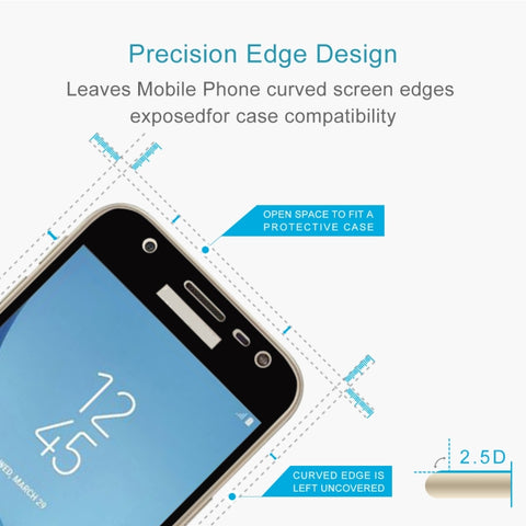 Per Galaxy J3 (2017) (versione UE) 0,26 mm 9H Durezza superficiale 2,5D Serigrafia curva Proteggi schermo in vetro temperato a schermo intero, For Galaxy J3 (2017) (EU Version)