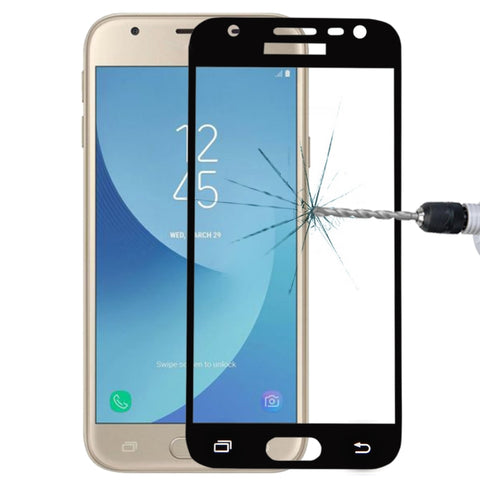 Per Galaxy J3 (2017) (versione UE) 0,26 mm 9H Durezza superficiale 2,5D Serigrafia curva Proteggi schermo in vetro temperato a schermo intero, For Galaxy J3 (2017) (EU Version)