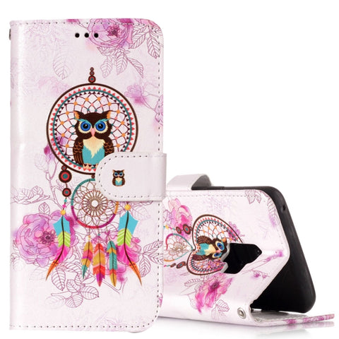 Per Galaxy S9 Custodia in pelle con chiusura orizzontale con motivo lupo goffrato lucido a olio con supporto, slot per carte e portafoglio, For Galaxy S9