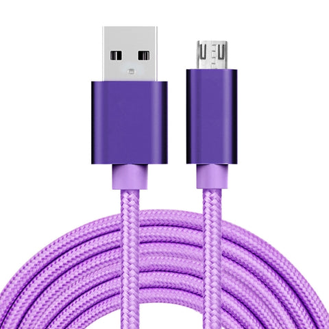 Câble de données/chargeur de batterie micro USB à USB avec câble en métal style tessuto 3A, longueur de câble : 3 m, 3 m Micro USB