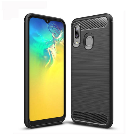Custodia in TPU in fibra di carbonio con trama spazzolata per Galaxy A20e, For Galaxy A20e
