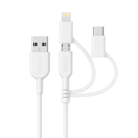 Cavo dati certificato ANKER 3 in 1 8 pin + Micro USB + USB-C / Type-C MFI