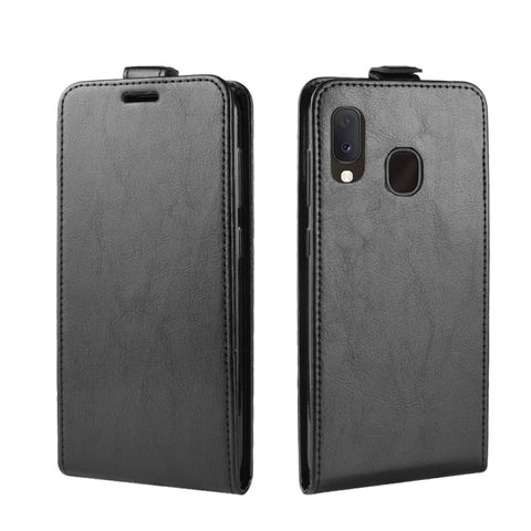 Custodia in pelle con chiusura verticale con texture R64 per Galaxy A20e, con slot per schede e cornice per foto, For Galaxy A20e