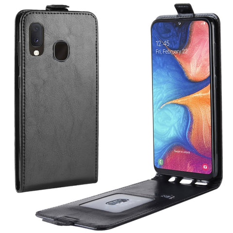 Custodia in pelle con chiusura verticale con texture R64 per Galaxy A20e, con slot per schede e cornice per foto, For Galaxy A20e
