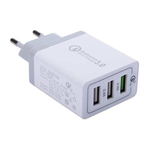 Caricatore da muro a ricarica rapida USB XHF30W 3 QC3.0, spina europea, EU Plug