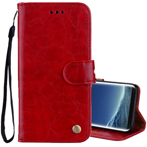 Pour Galaxy S8 Custodia en peau avec chiusura orizzontale con texture a cera d'olio stile business con supporto, slot per carte e portafoglio, For Galaxy S8