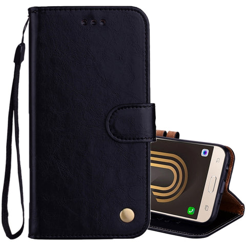 Per Samsung Galaxy J5 (2017) / J530 (versione UE) Custodia in pelle con chiusura orizzontale, stile business, struttura a cera d'olio, con supporto, slot per carte e portafoglio, For Galaxy J5 (2017) / J530 (EU Version)