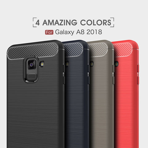Pour Galaxy A8 (2018) Protection postérieure en TPU antiurto en fibre de carbone avec texture spazzolata, Pour Galaxy A8 (2018), Galaxy A8 (2018)