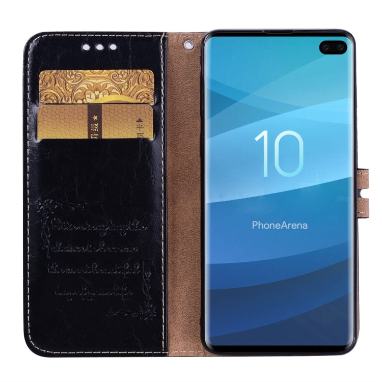 Business Oil Wax Leather Case for Galaxy S10 Plus with Slots
