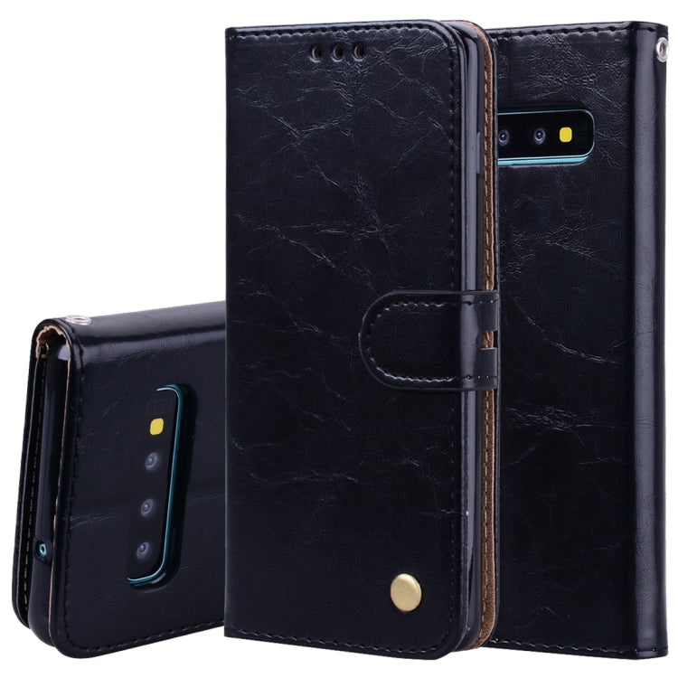 Business Oil Wax Leather Case for Galaxy S10 Plus with Slots