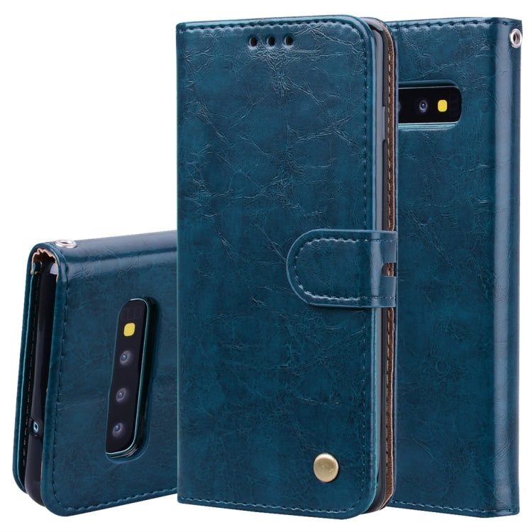 Business Oil Wax Leather Case for Galaxy S10 Plus with Slots